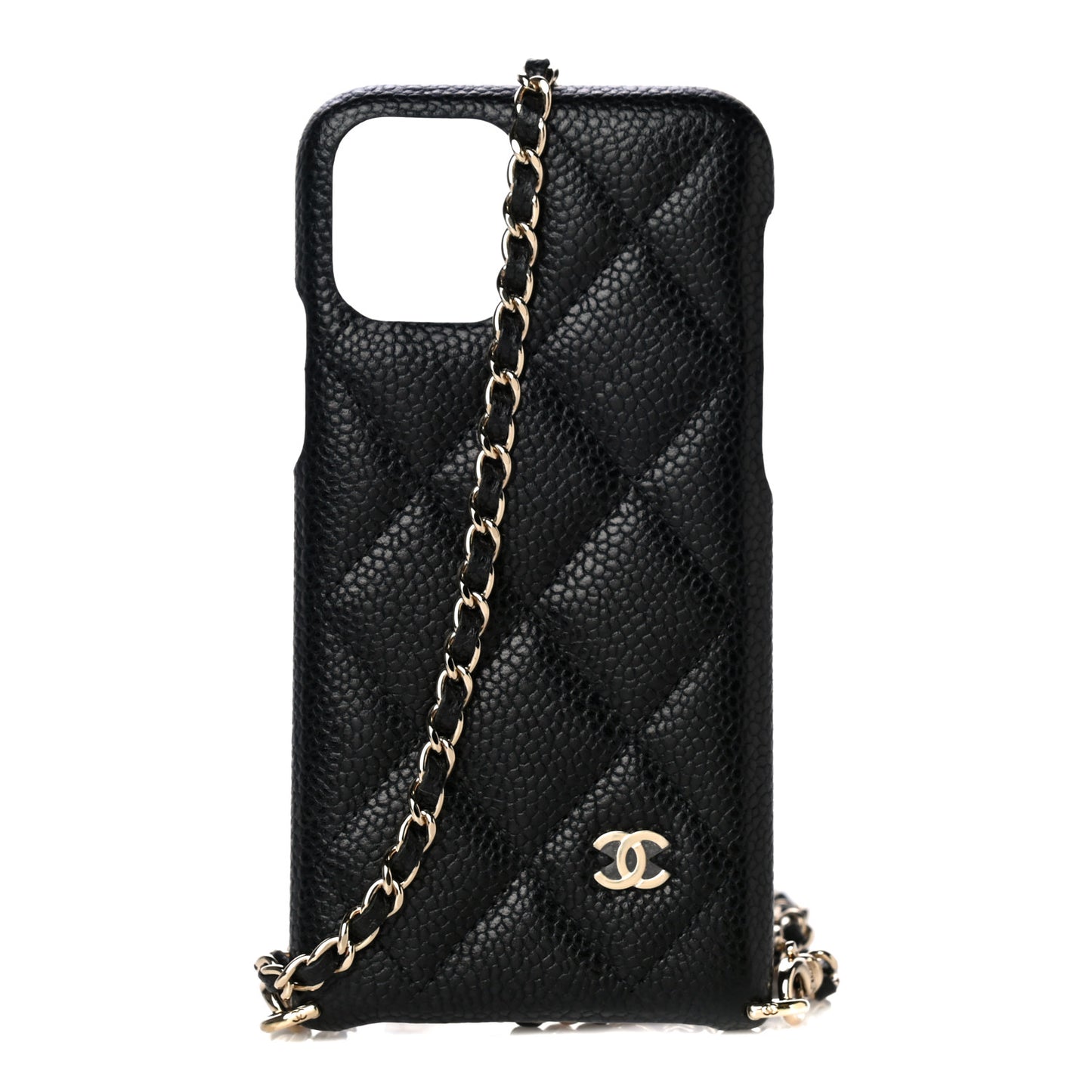 Caviar Quilted iPhone XI Pro Case With Chain Black