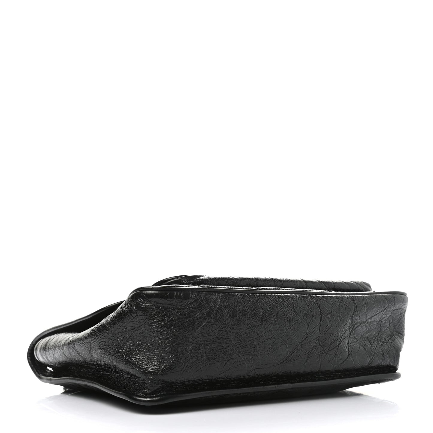Crinkled Calfskin Matelasse Monogram Medium Niki Chain Satchel Black