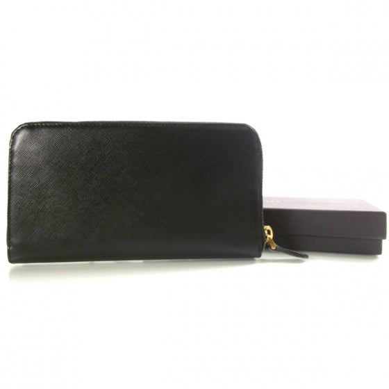 Prada Saffiano Zip Around Wallet Nero Black 2 of 9