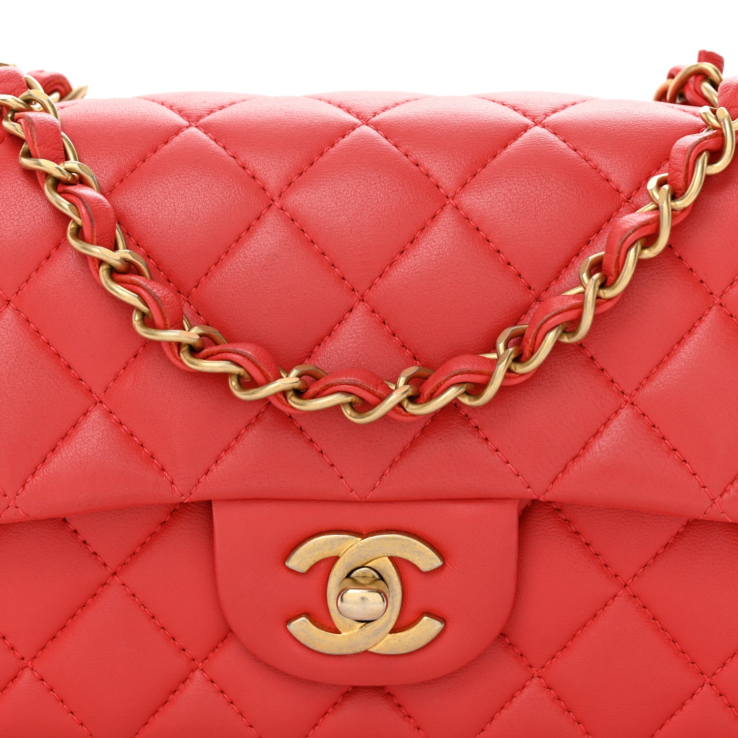 Chanel Lambskin Quilted Mini Rectangular Flap Red 10 of 10