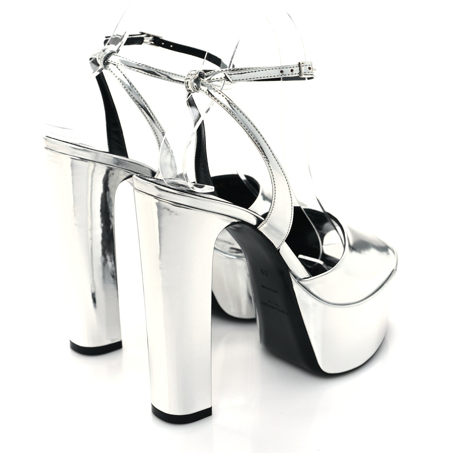 Metallic Patent Jodie 95 Platform Sandals 39 Silver