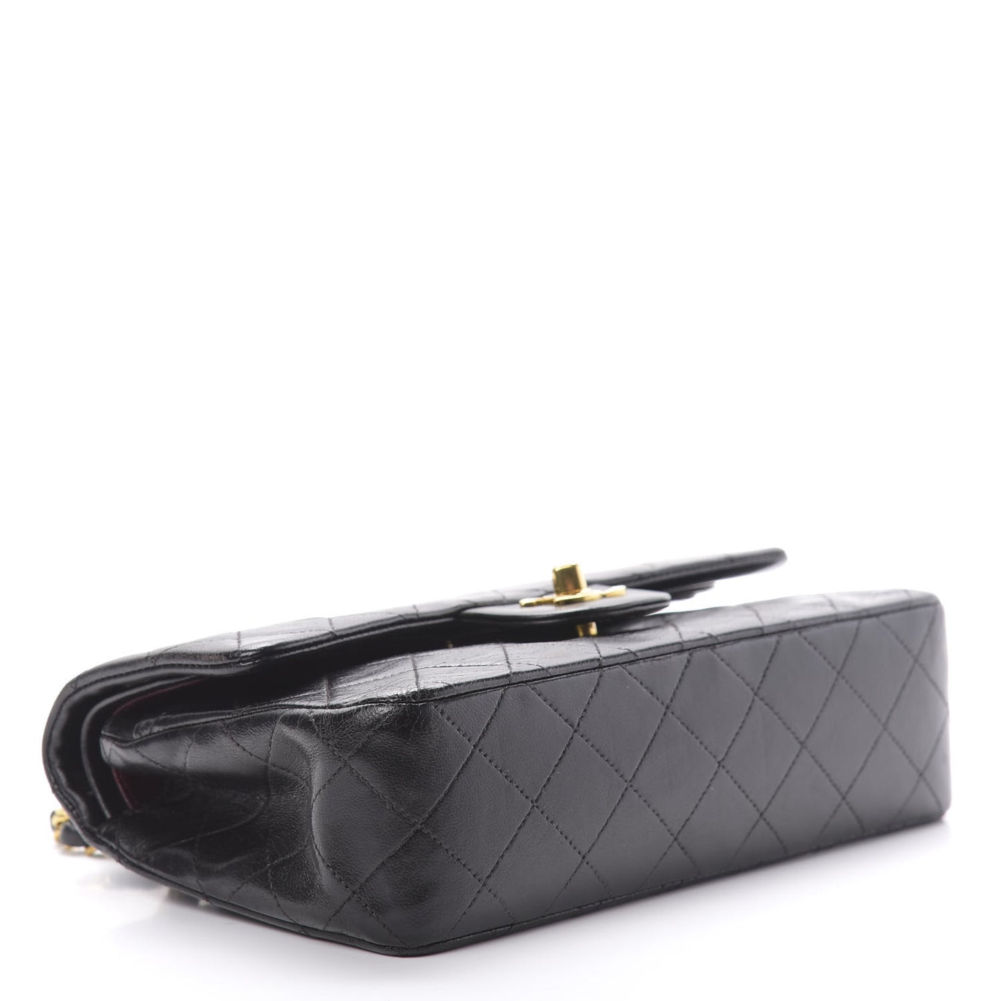 Lambskin Quilted Small Double Flap Black
