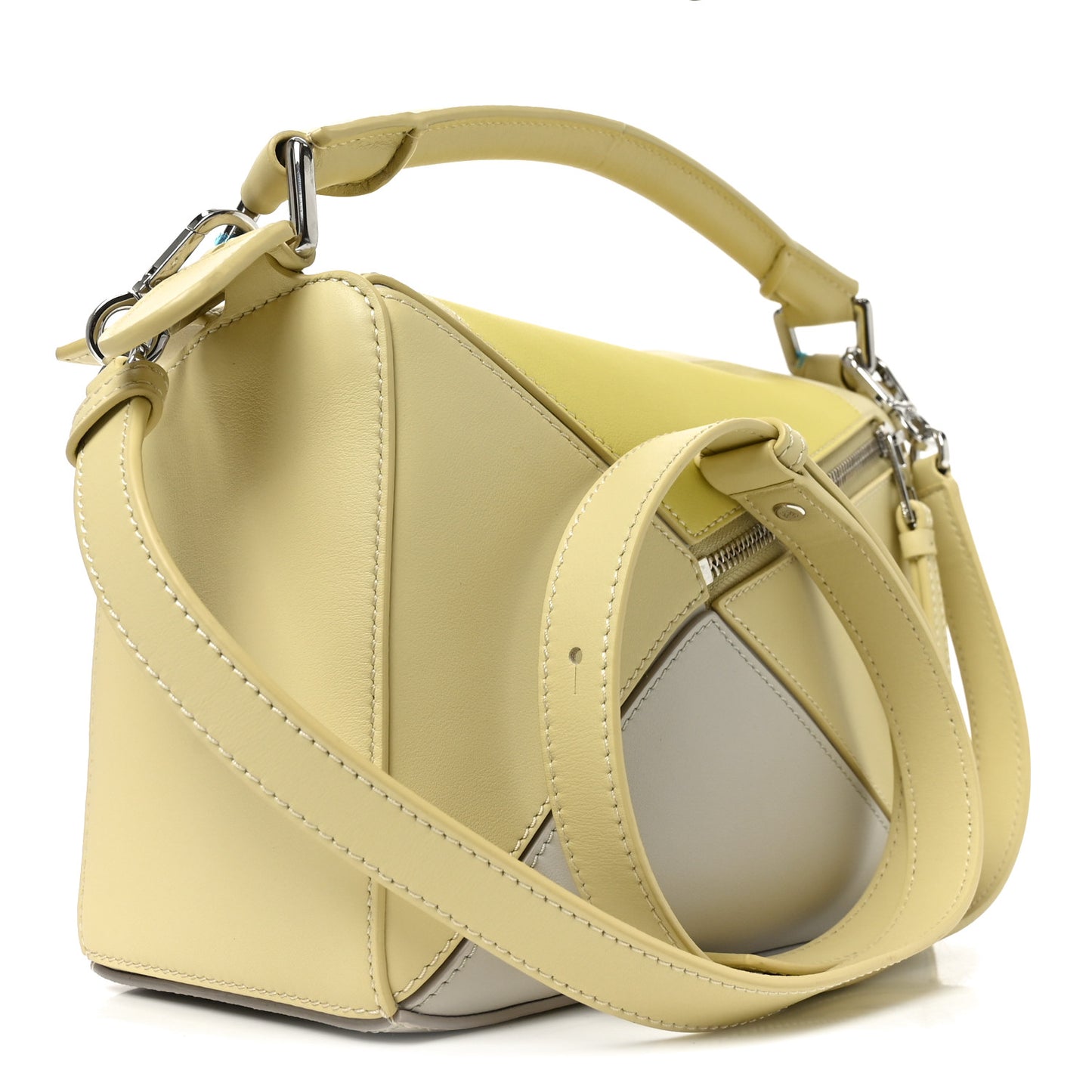 X ALBERS Nappa Calfskin Small Puzzle Bag Pale Grey Light Citrine