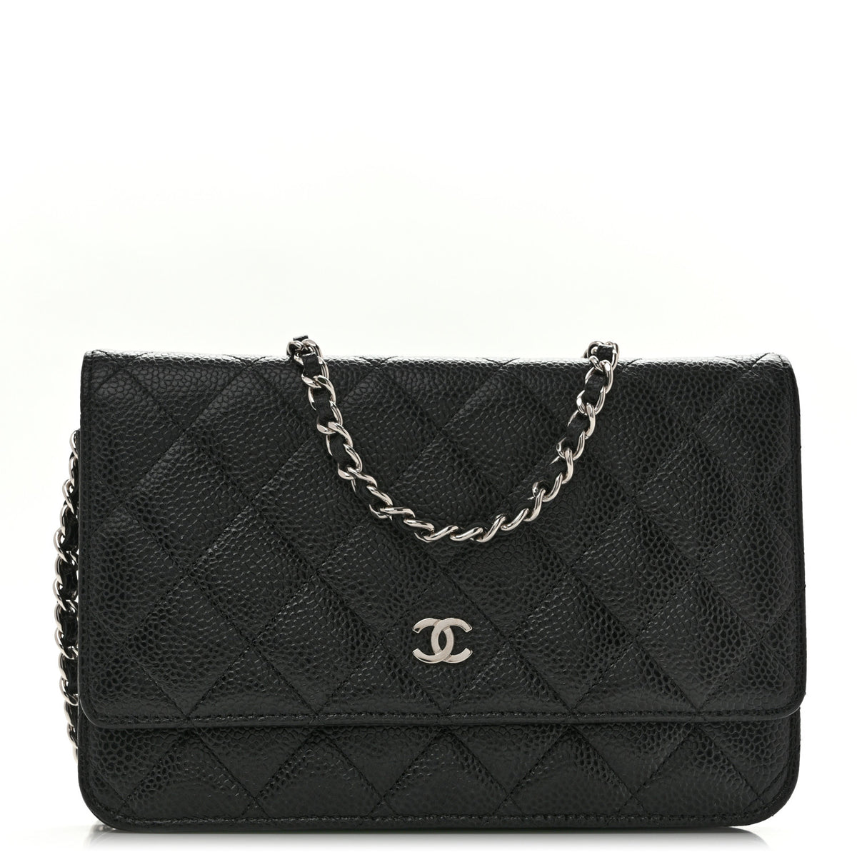 Caviar Quilted Wallet on Chain WOC Black