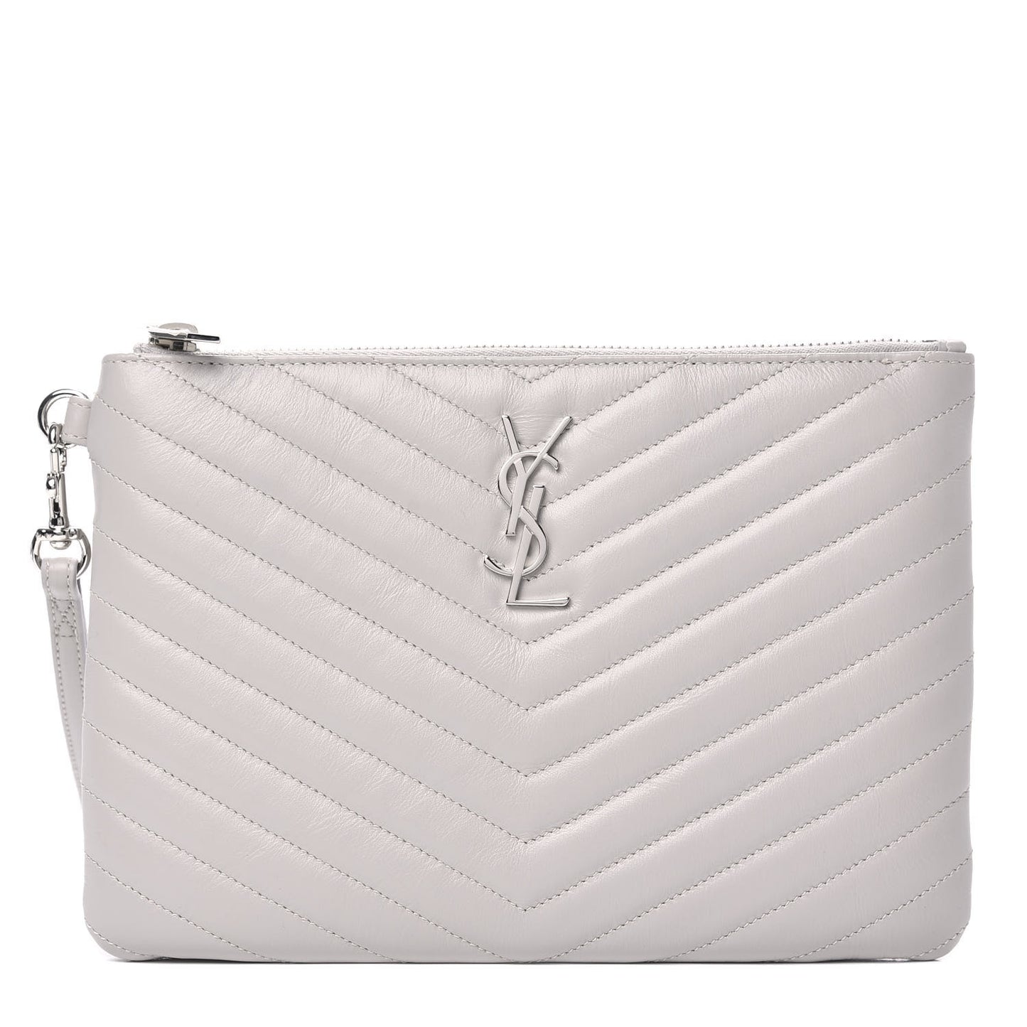 Calfskin Matelasse Chevron Monogram A5 Wristlet Granite