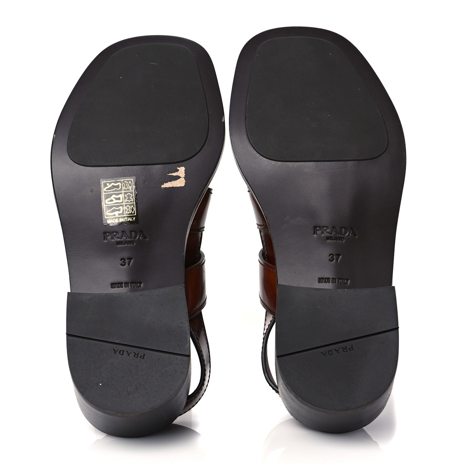 Prada Calfskin Buckle Sandals 37 Brown 5 of 7