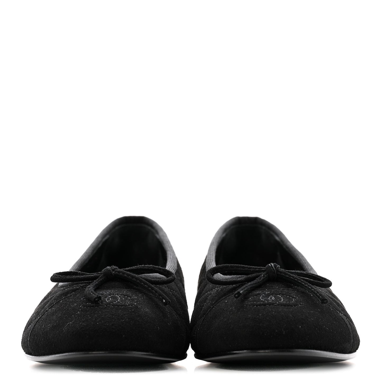 Suede Quilted Cap Toe CC Ballerina Flats 39.5 Black