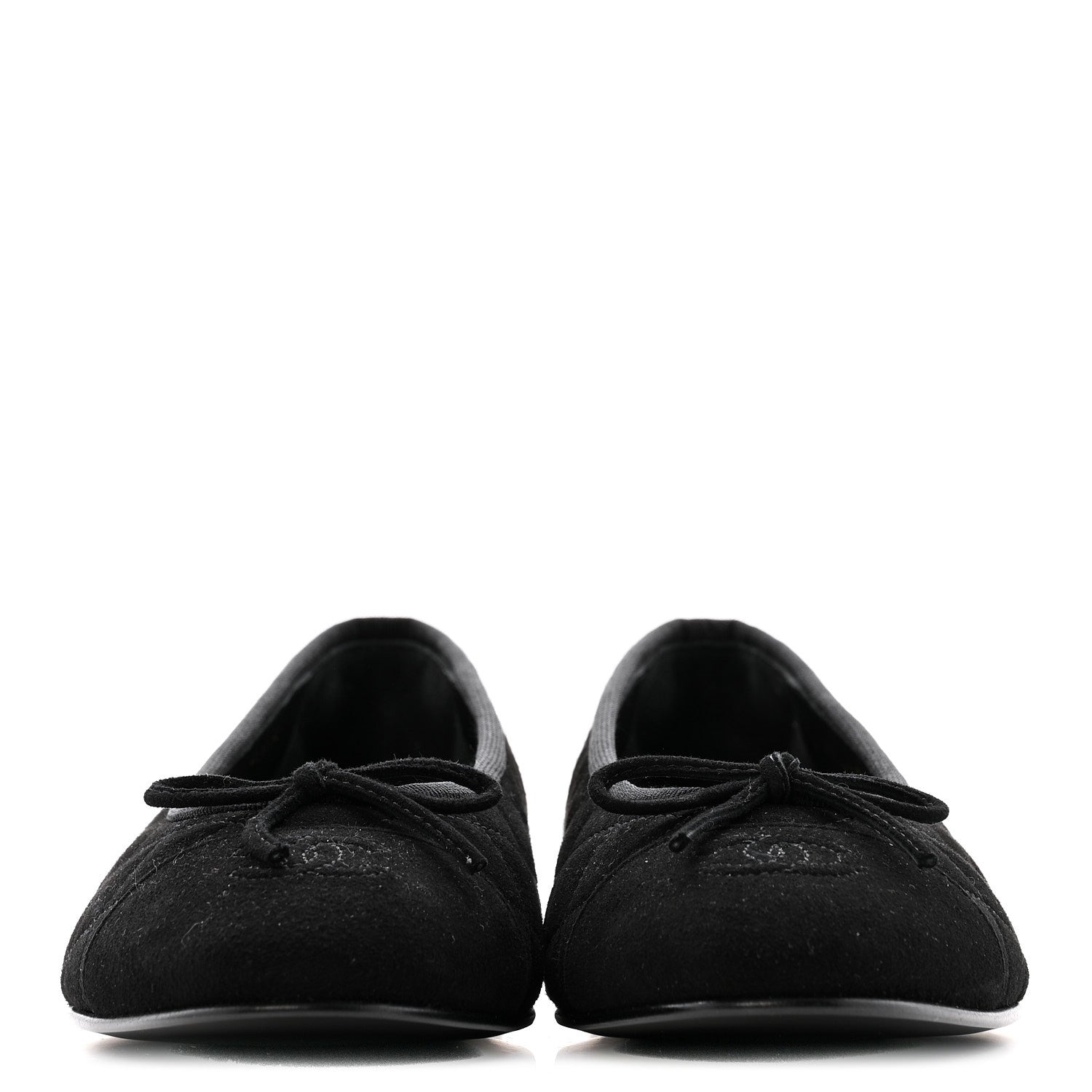 Chanel Suede Quilted Cap Toe CC Ballerina Flats 39.5 Black 3 of 11