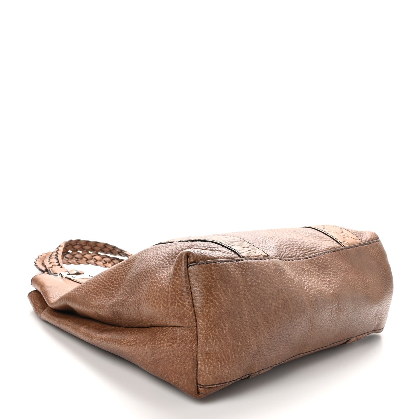 Pebbled Calfskin Large Bamboo Bar Tote Brown