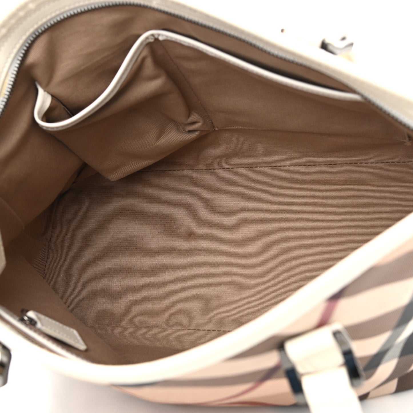 Nova Check Patent Trim Shopper Tote White