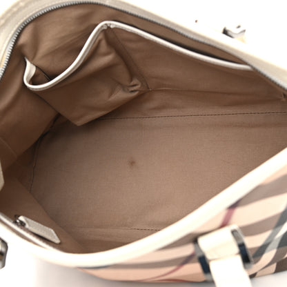 Burberry Nova Check Patent Trim Shopper Tote White 4 of 17