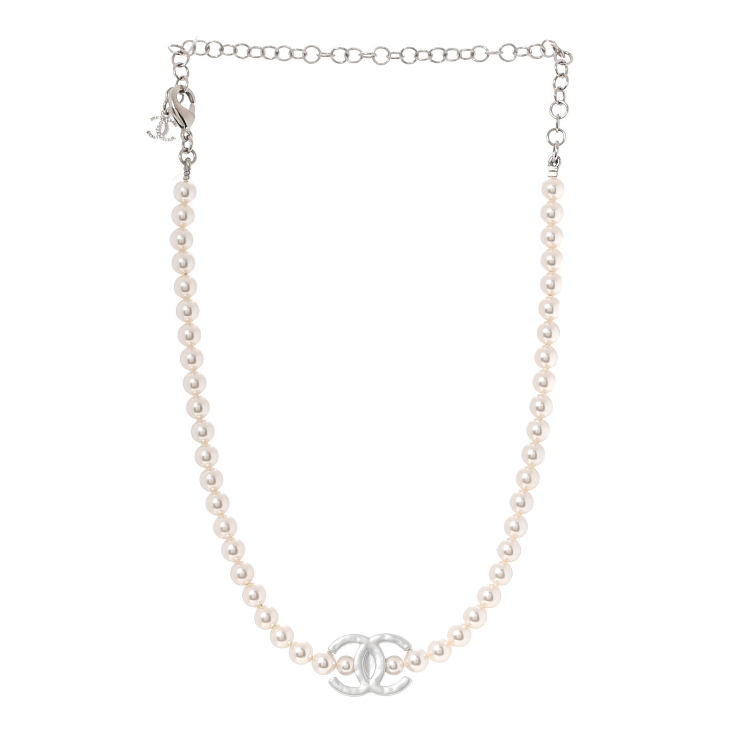 Pearl Resin CC Choker Necklace Pearly White Silver