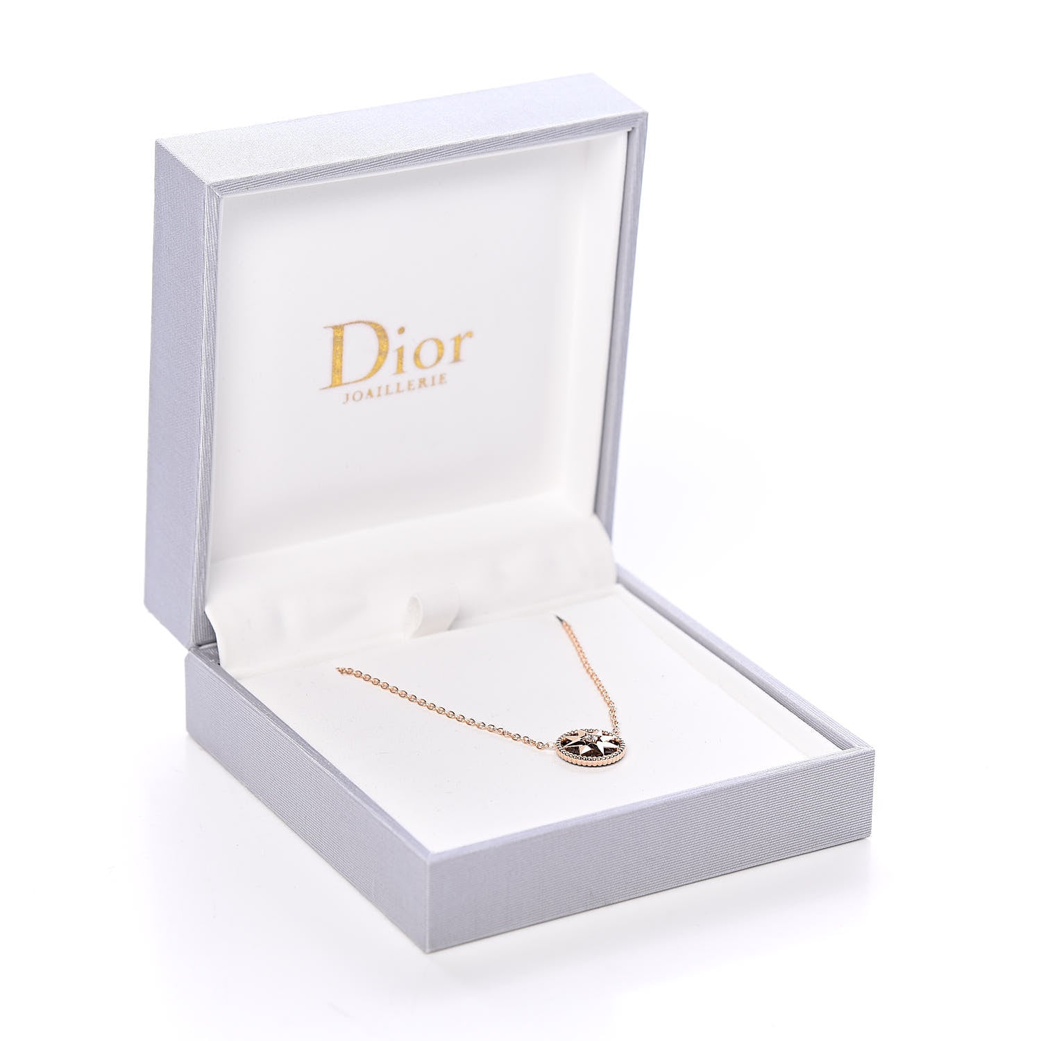 Christian Dior 18K Rose Gold Diamond Black Onyx Rose Des Vents Necklace 8 of 8