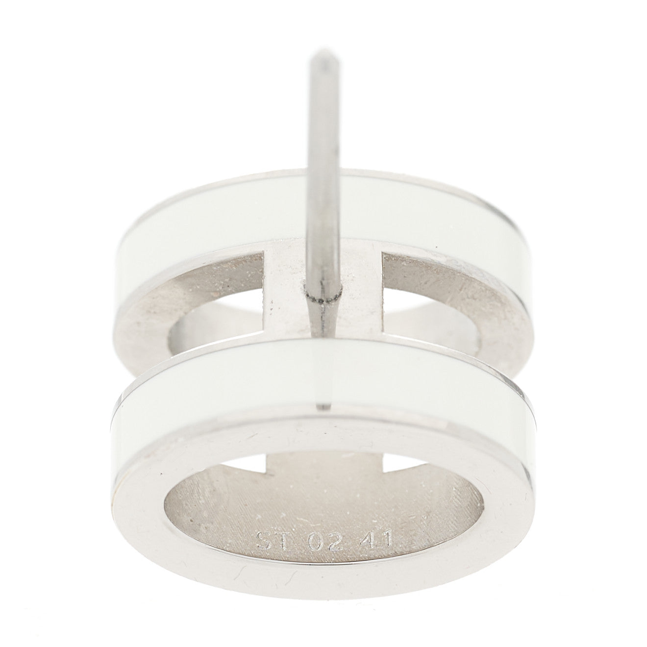 Hermes Palladium Lacquered Pop H Earrings White 5 of 6