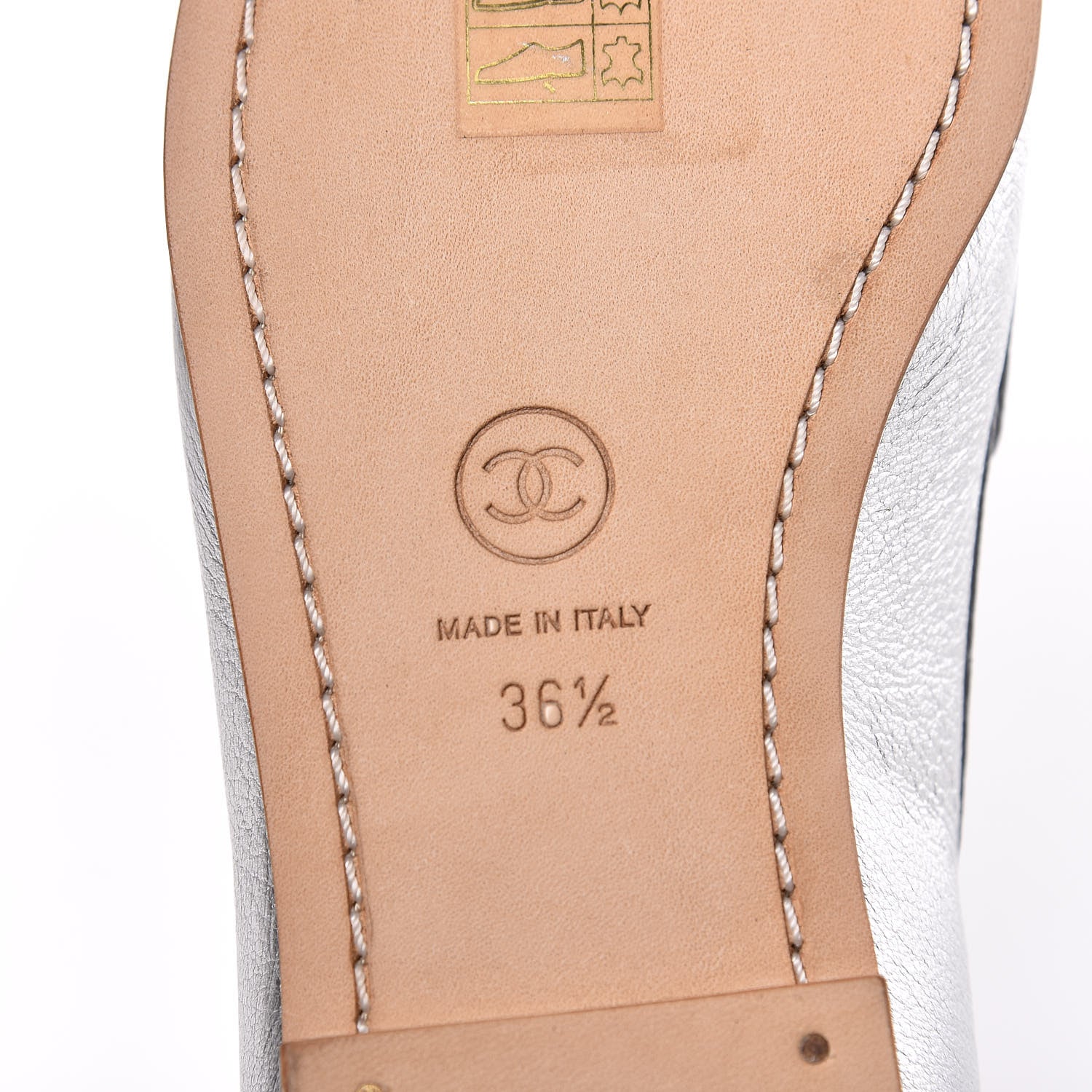 Chanel Crackled Goatskin Laminated CC Loafers 36.5 Silver 7 of 10