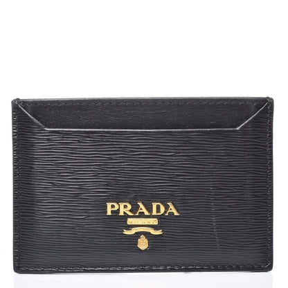 Prada Vitello Move Metal Card Case Black 1 of 8