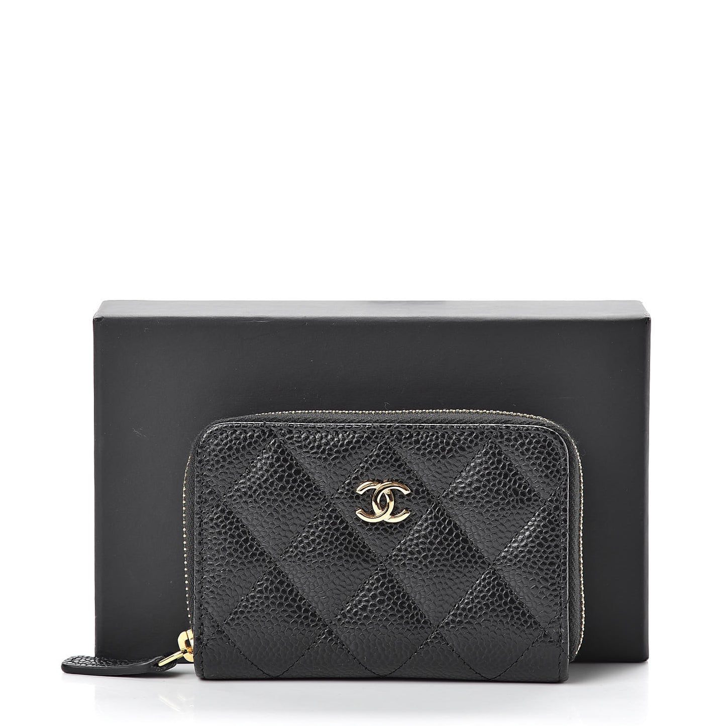Caviar Quilted Zip Coin Purse Black