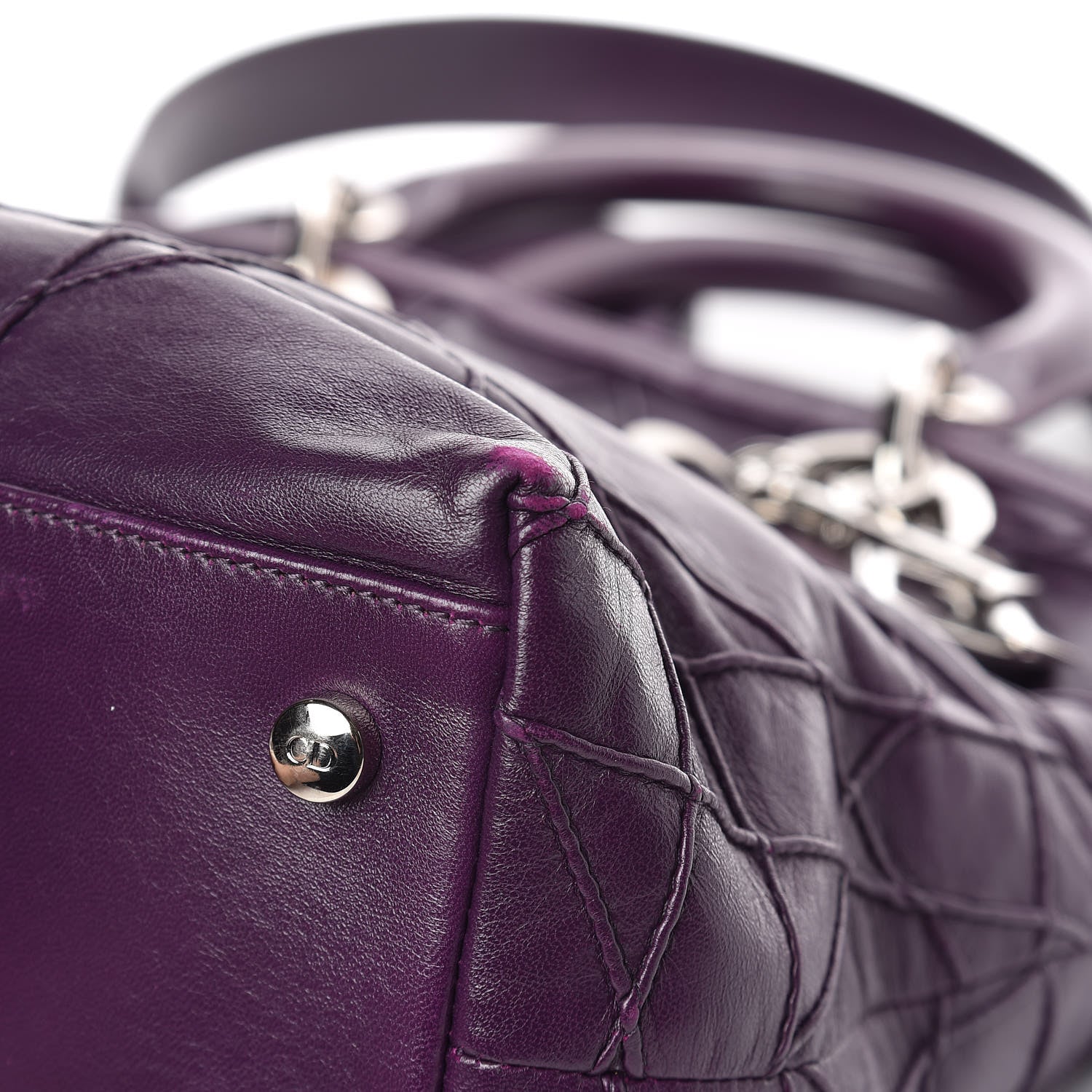 Christian Dior Lambskin Cannage Medium Granville Tote Purple 13 of 15