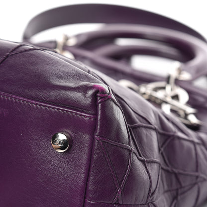 Christian Dior Lambskin Cannage Medium Granville Tote Purple 13 of 15