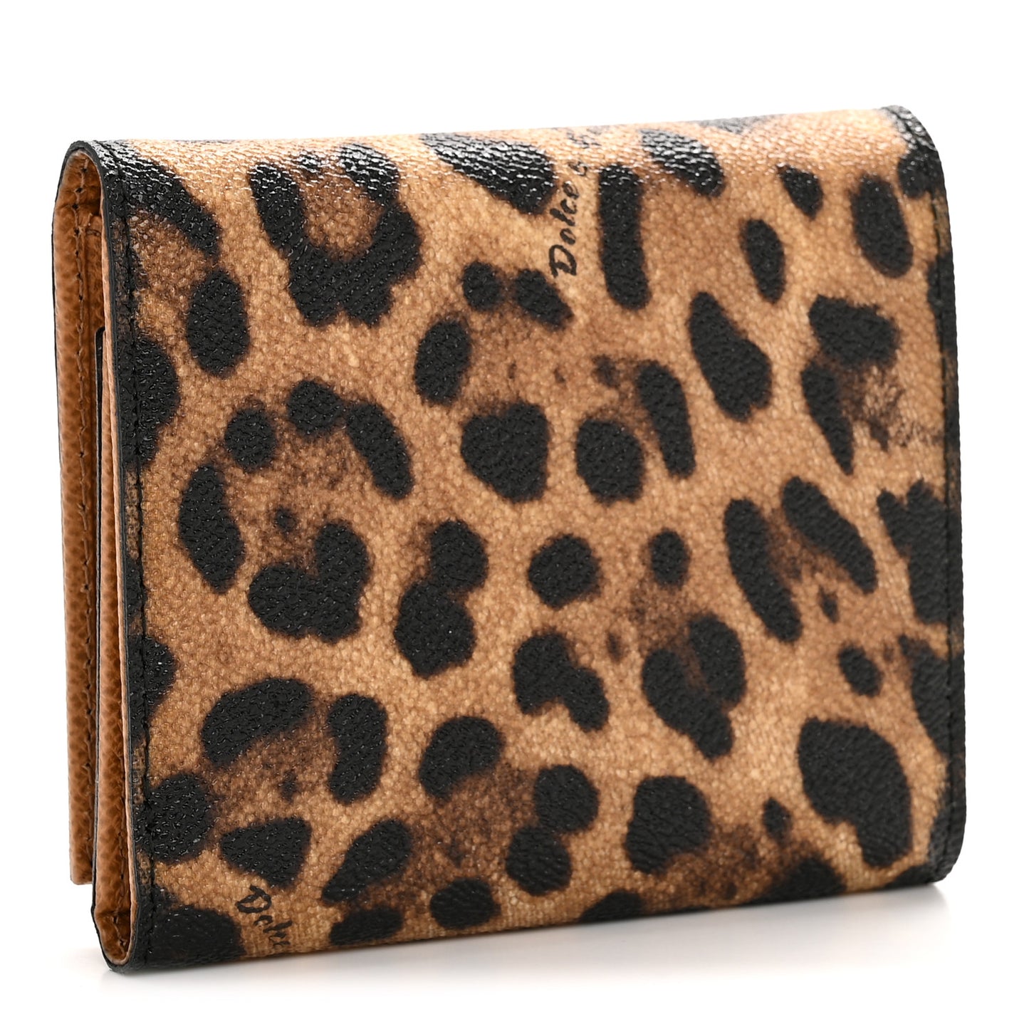 Crespo Leopard Print French Flap Wallet Black Brown