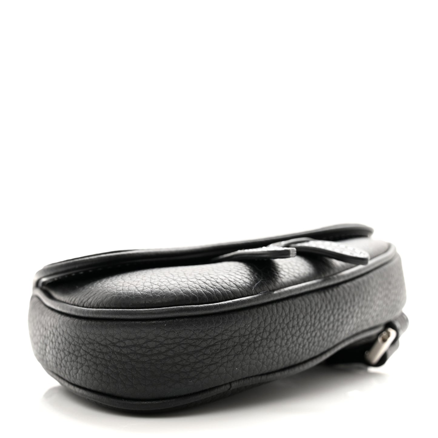 Grained Calfskin Mens Mini Saddle Bag Black