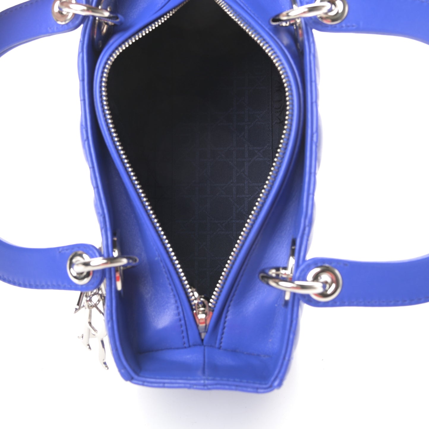 Lambskin Cannage Medium Lady Dior Blue Persan