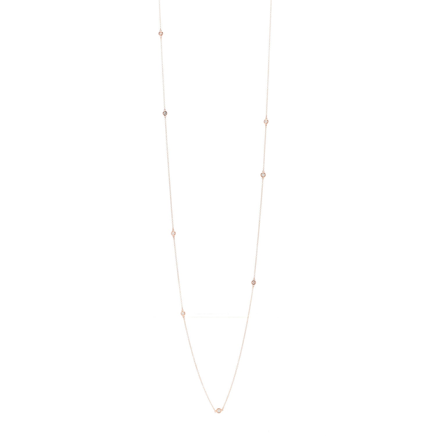 Tiffany 18K Rose Gold Diamond .31ctw Elsa Peretti Diamonds by the Yard Sprinkle Necklace 1 of 5