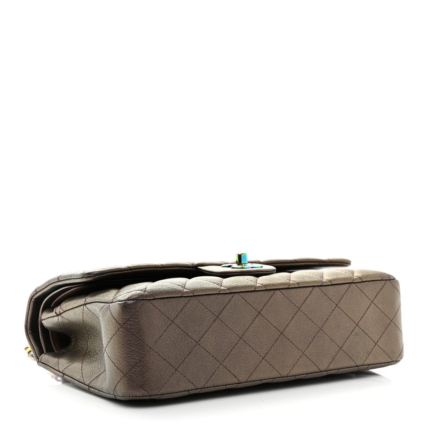 Chanel Iridescent Goatskin Quilted Medium Double Flap Bronze 4 of 10