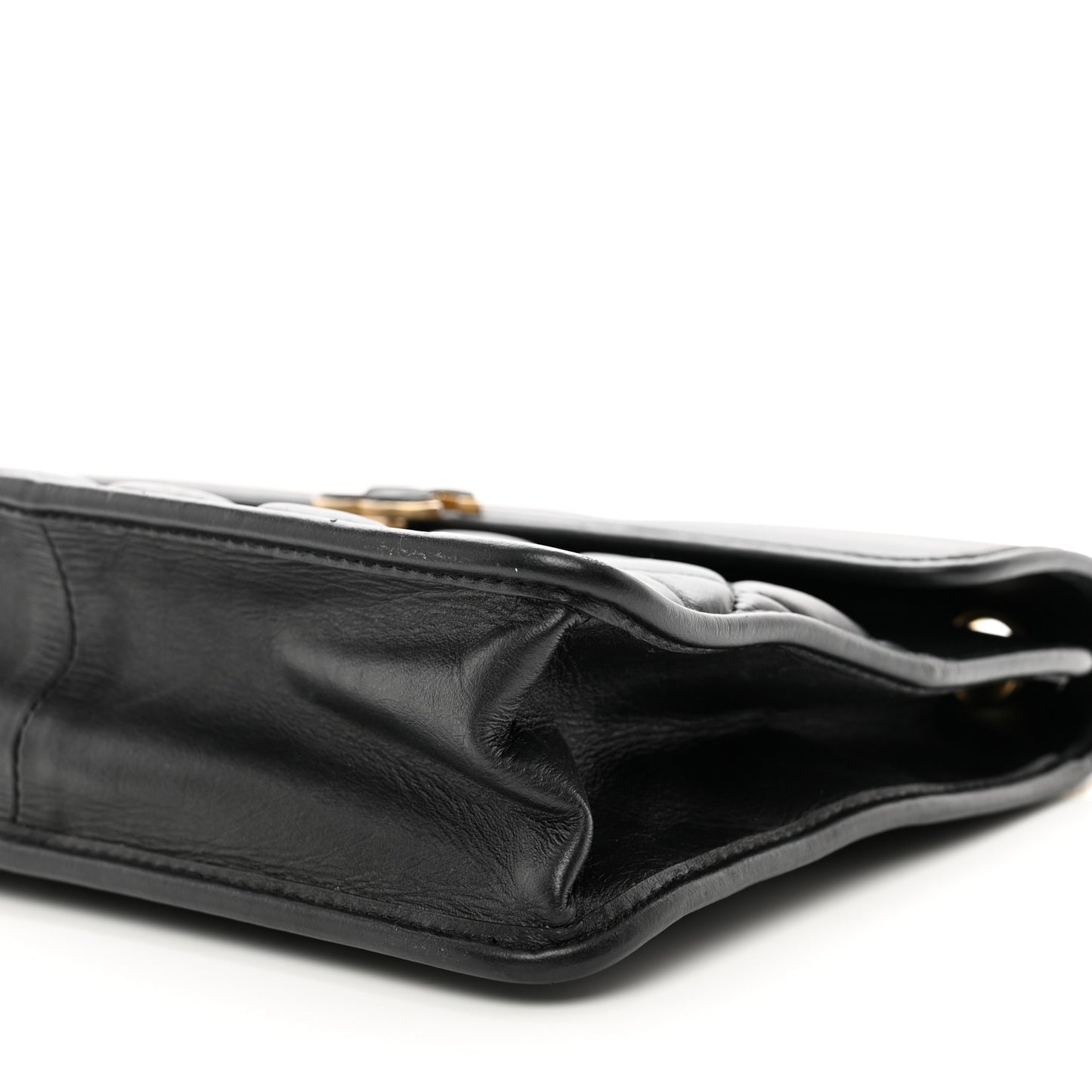 Aged Calfskin Quilted Graphic Catch Flap Black