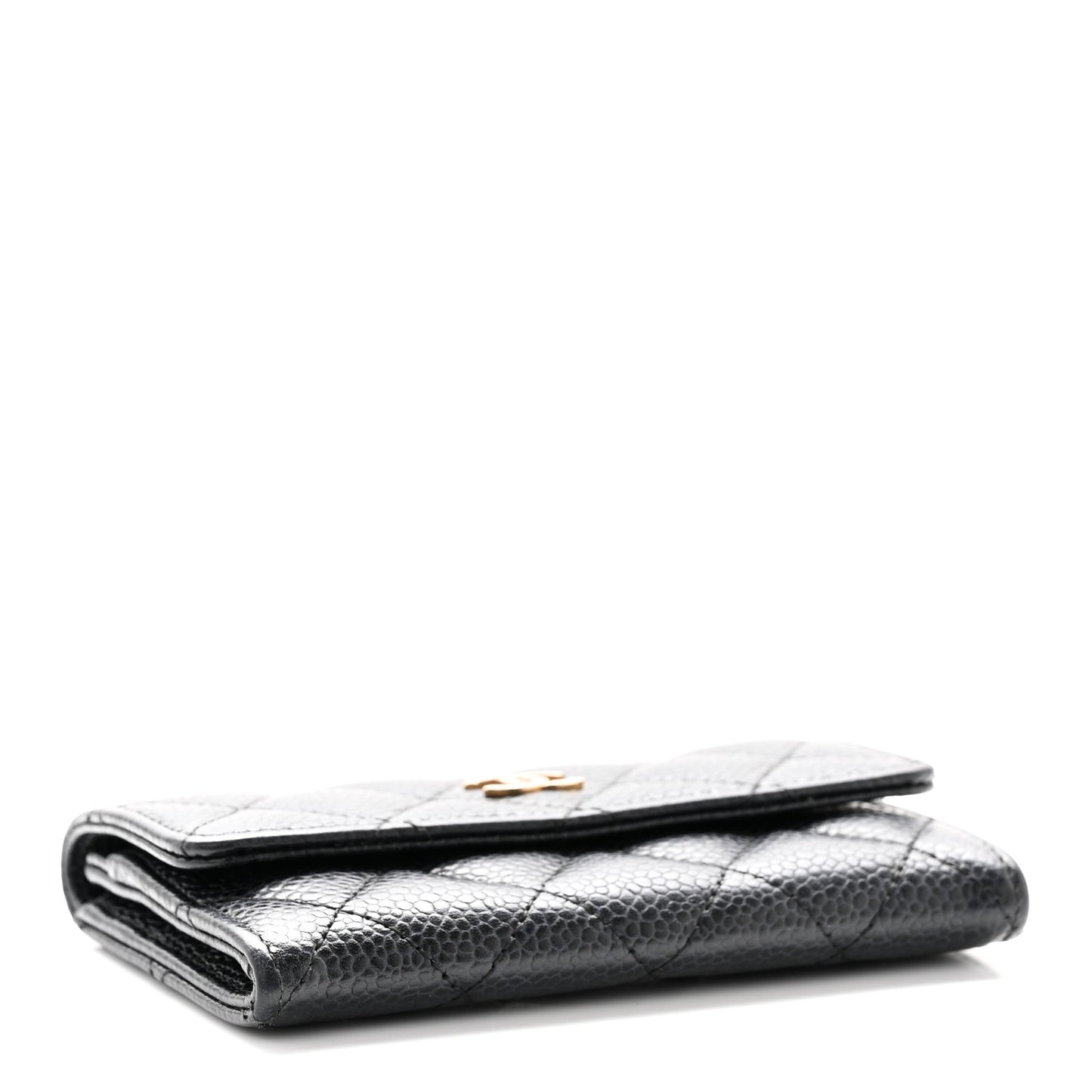 Caviar Quilted Flap Card Holder Black