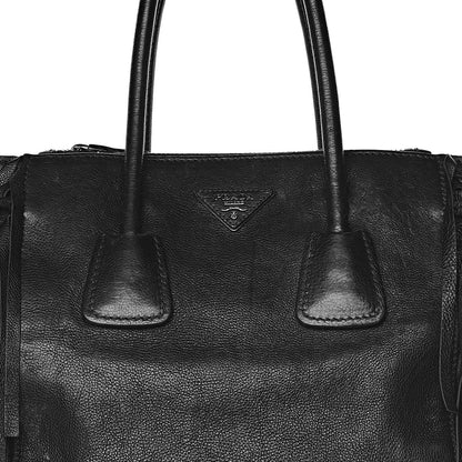 Prada Glace Calf Twin Pocket Fringe Tote Black 16 of 16