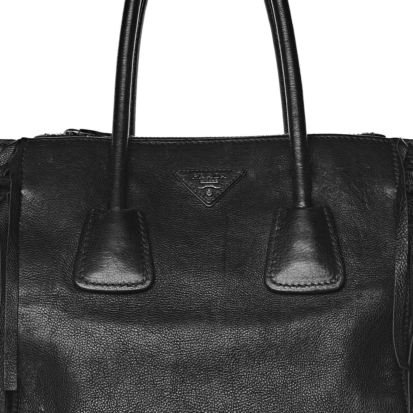 Glace Calf Twin Pocket Fringe Tote Black