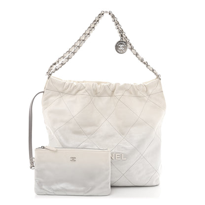 Chanel Metallic Shaded Calfskin Quilted Chanel 22 White Silver 2 of 12