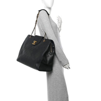 Chanel Calfskin Stitched XL Weekender Black 2 of 15