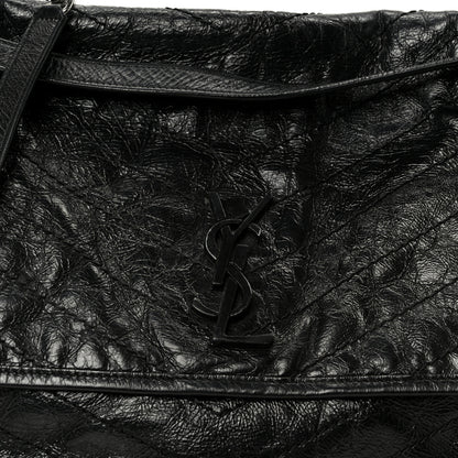 Saint Laurent Crinkled Calfskin Matelasse Monogram Large Niki Chain Satchel Black 9 of 11