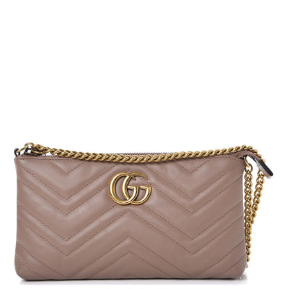 Gucci Calfskin Matelasse Mini GG Marmont Chain Bag Porcelain Rose 1 of 10