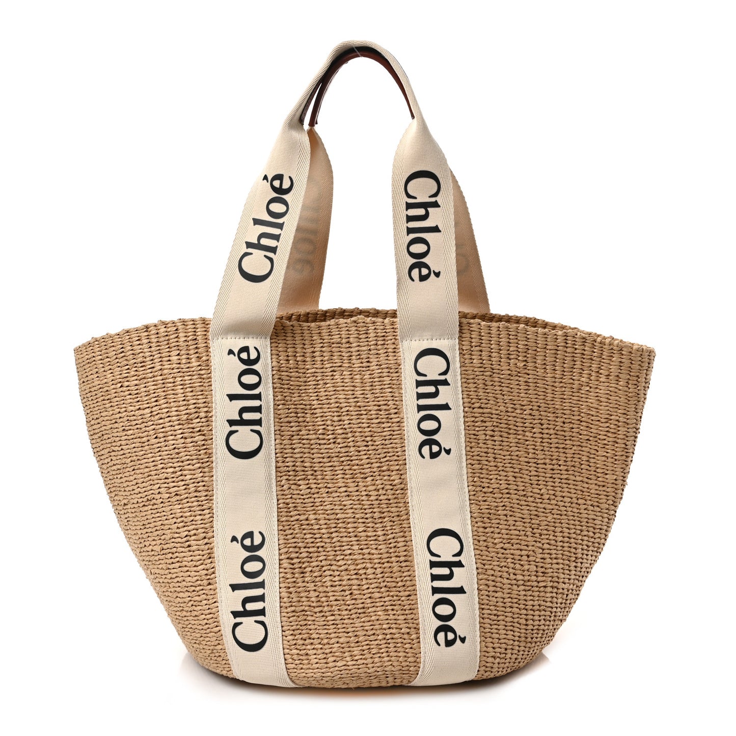 Raffia Large Woody Tote White