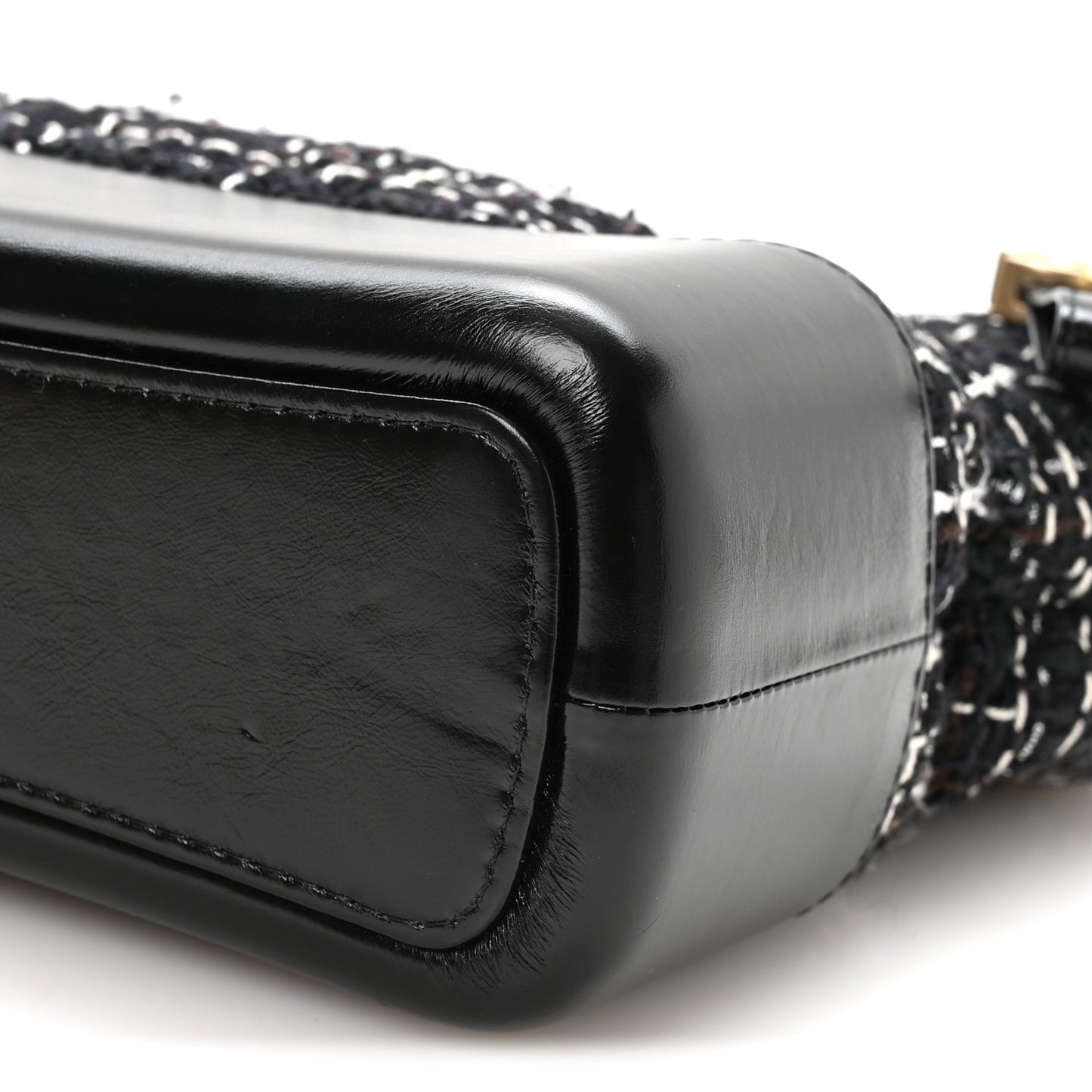 Tweed Calfskin Quilted Medium Gabrielle Hobo Black White