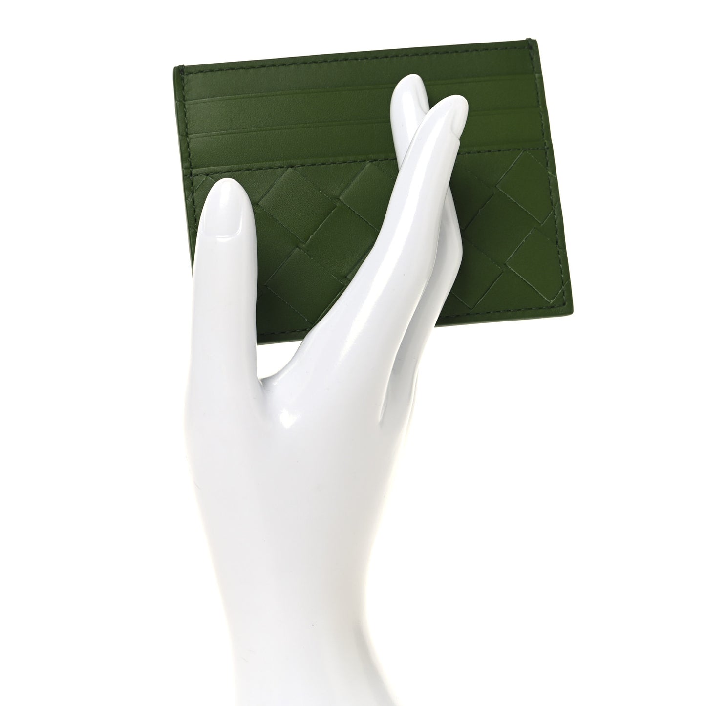 Nappa Intrecciato Card Holder Green