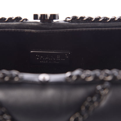 Chanel Lambskin Chevron Quilted Chain Around Clutch Black 7 of 9
