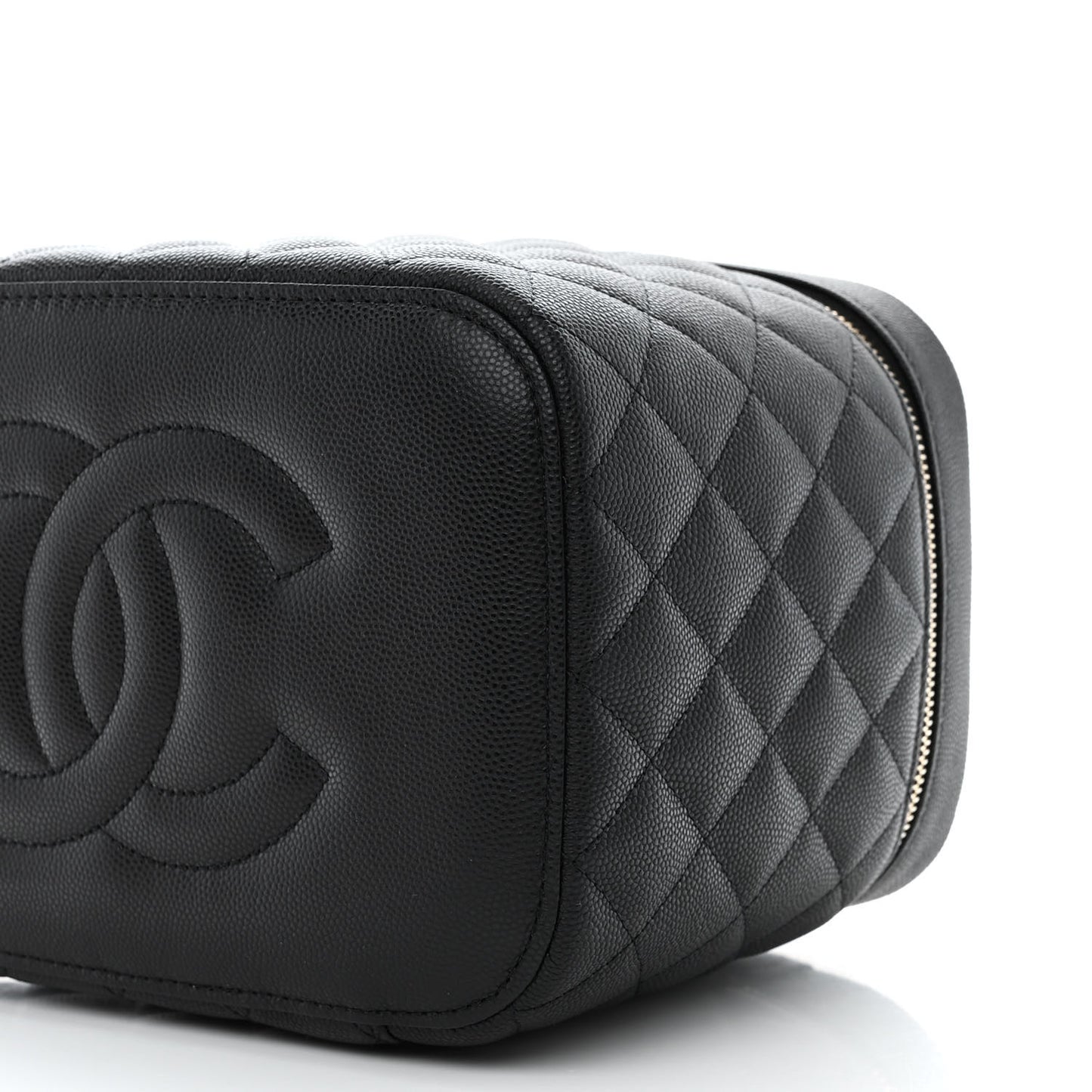 Caviar Quilted Large Vanity Pouch Black