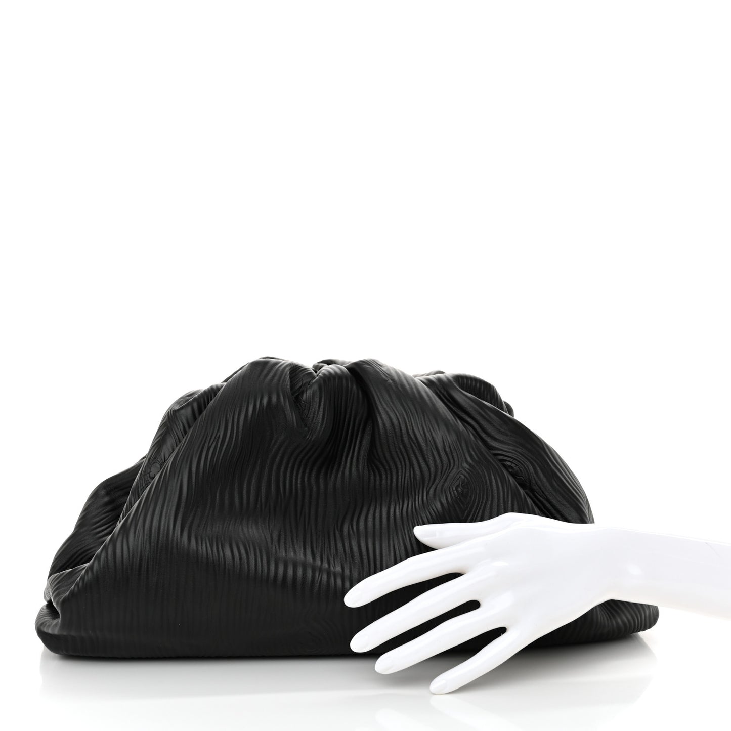 Bark Calfskin Embossed The Pouch Oversized Clutch Black