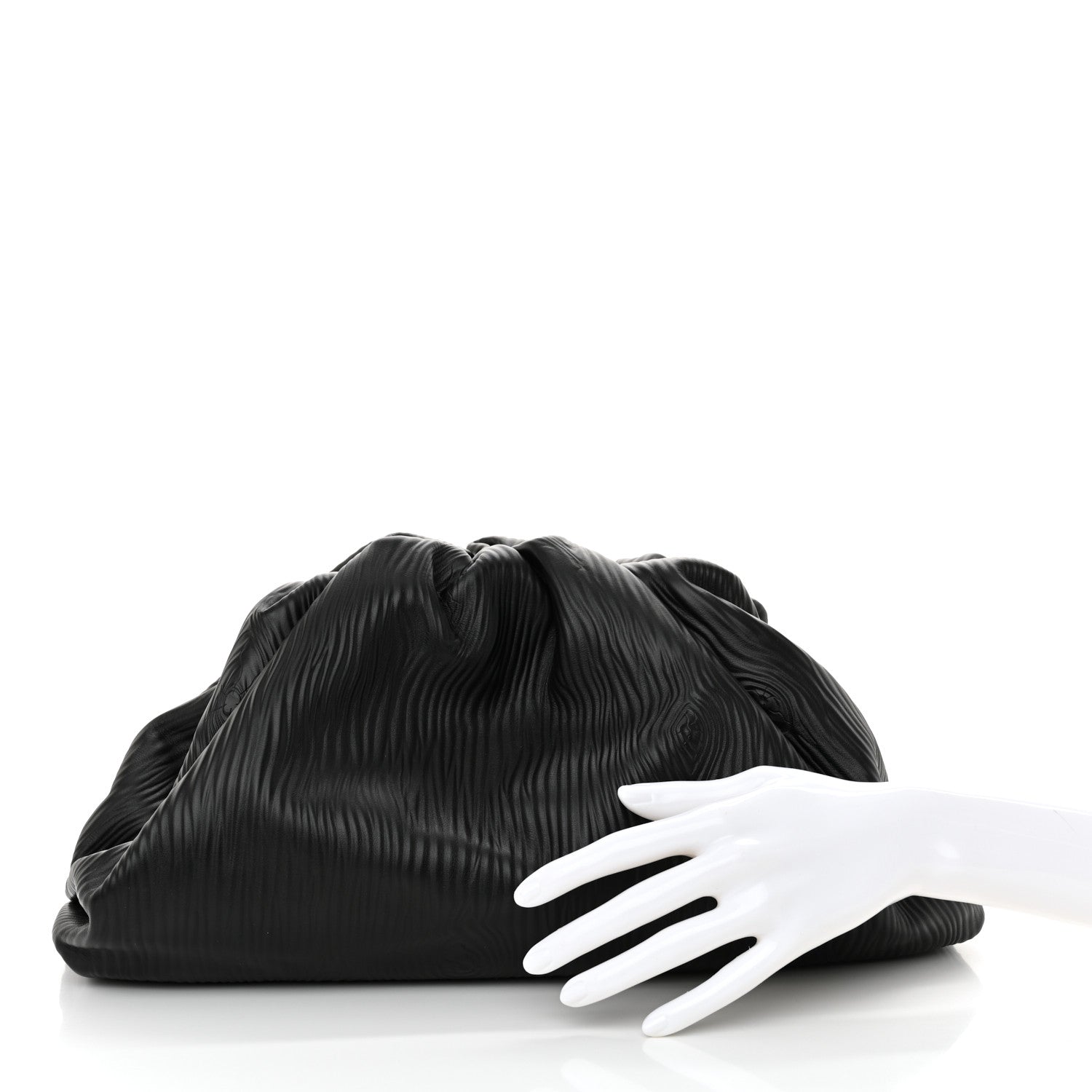 Bottega Veneta Bark Calfskin Embossed The Pouch Oversized Clutch Black 2 of 11