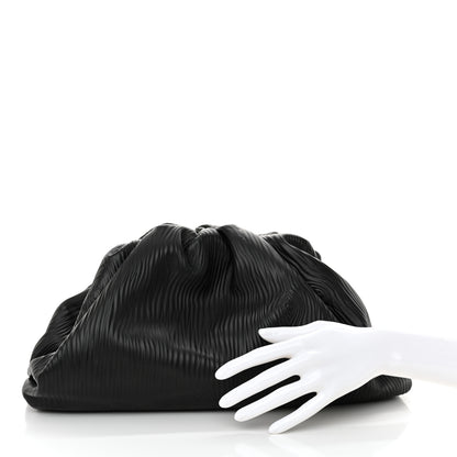 Bottega Veneta Bark Calfskin Embossed The Pouch Oversized Clutch Black 2 of 11