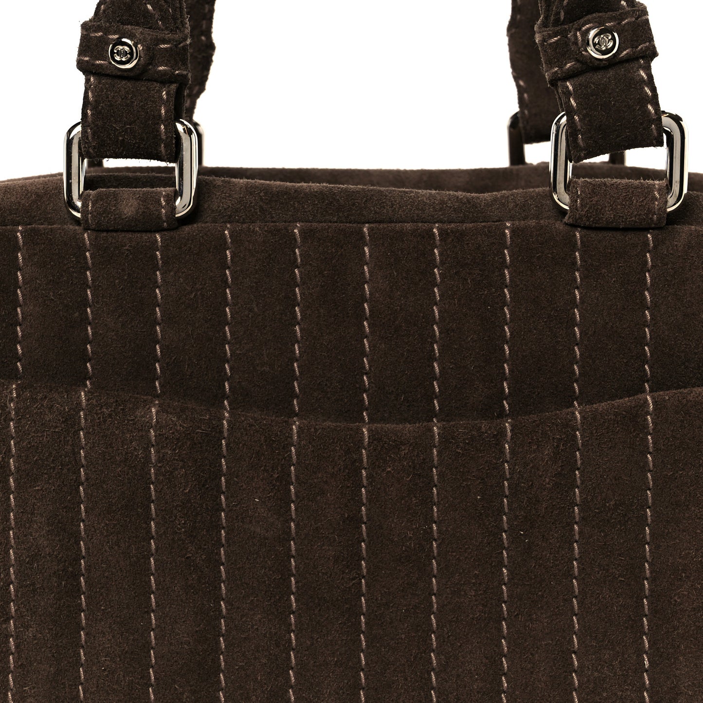 Suede Vertical Quilted Bowler Brown