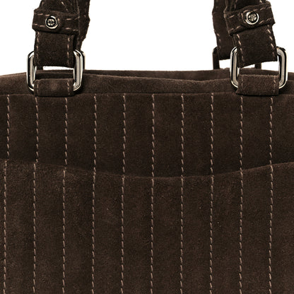 Chanel Suede Vertical Quilted Bowler Brown 9 of 11