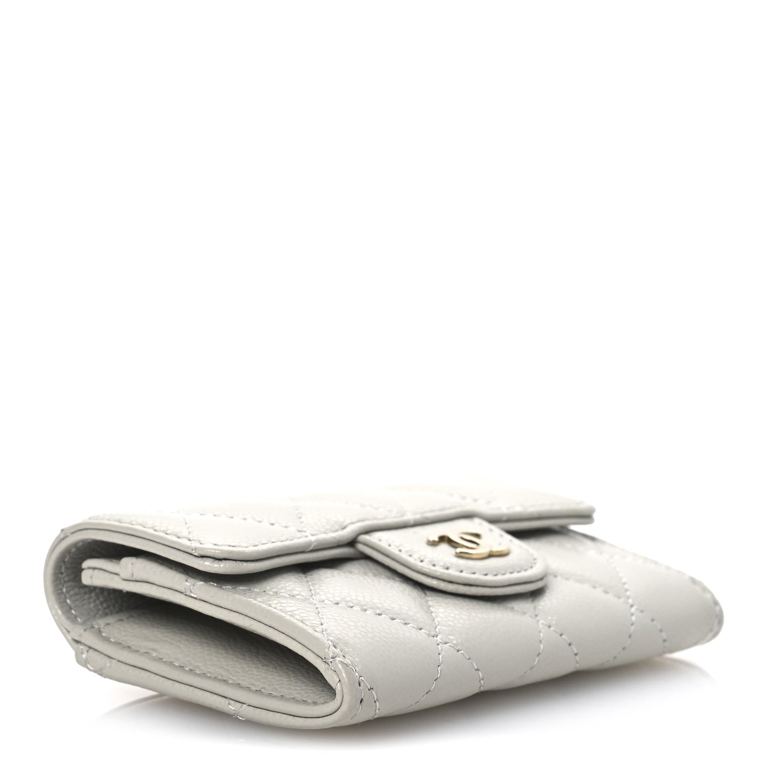 Chanel Caviar Quilted Flap Card Holder Wallet Grey 4 of 10