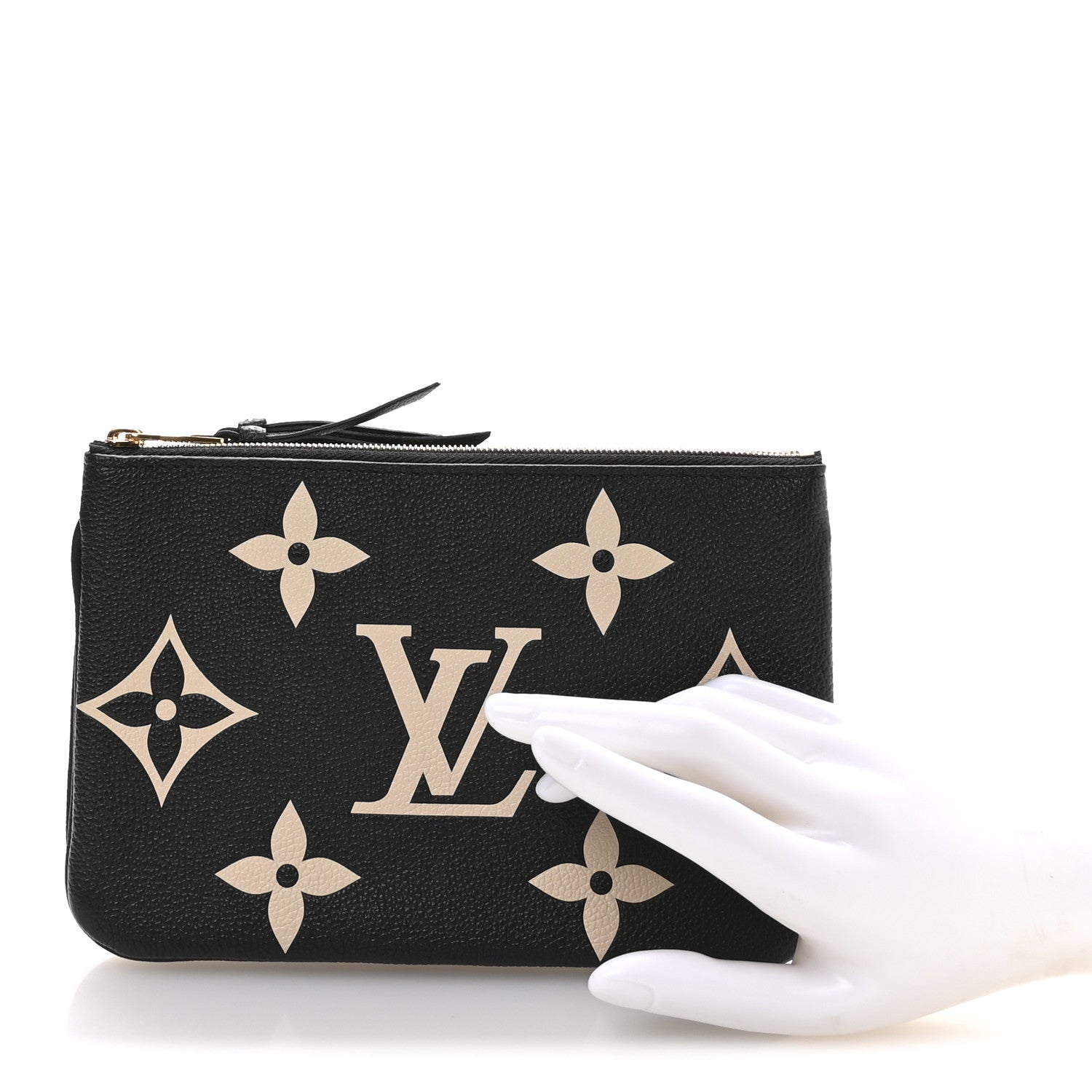 Louis Vuitton Empreinte Monogram Giant Double Zip Pochette Black Cream 2 of 6