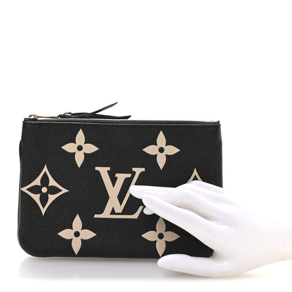 Louis Vuitton Empreinte Monogram Giant Double Zip Pochette Black Cream 2 of 6