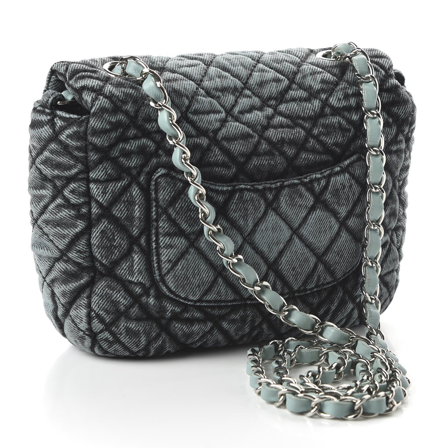 Chanel Denim Quilted Small Denimpression Flap Blue Black 2 of 10